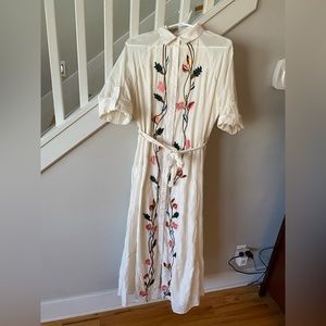 Anthropologie Samant Chauhan Collared Embroidered Fall Dress